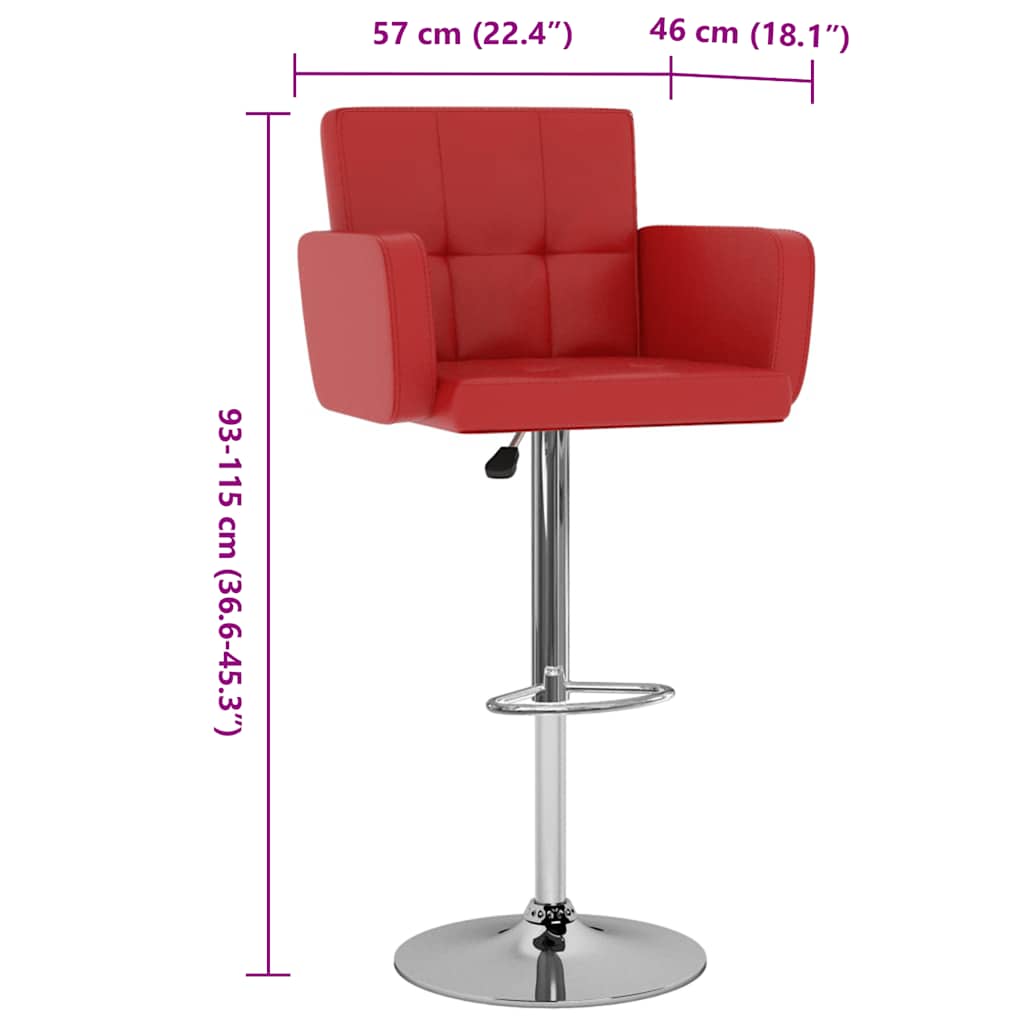 Tabourets de bar lot de 2 rouge similicuir - XIOS