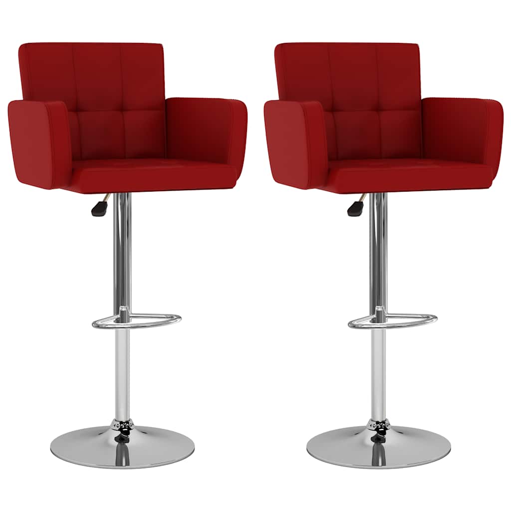 Tabourets de bar lot de 2 rouge bordeaux similicuir - XIOS