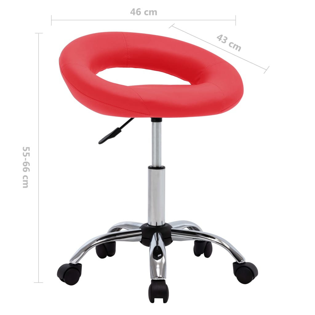 Chaise de travail roulante Rouge Similicuir - XIOS