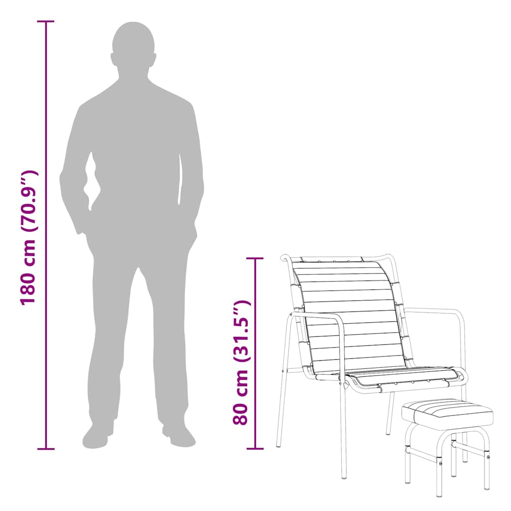 Fauteuil de relaxation avec repose-pied Marron Cuir véritable