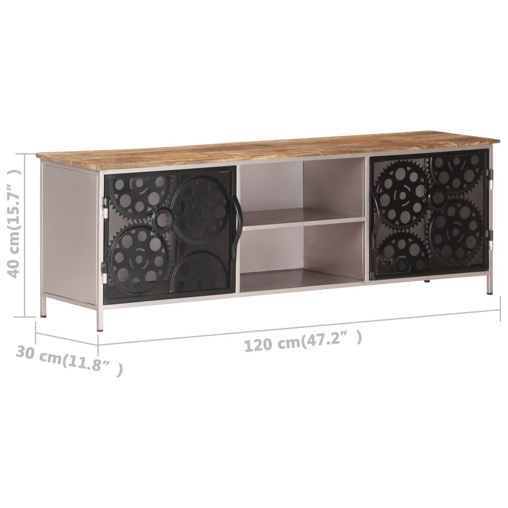 Meuble TV 120x30x40 cm Bois de manguier brut - XIOS