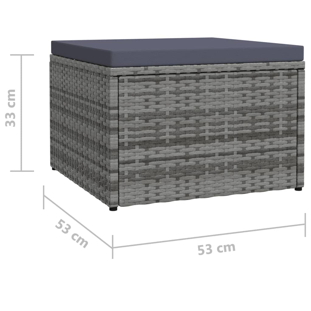 Tabouret de jardin avec coussin Gris Résine tressée - XIOS