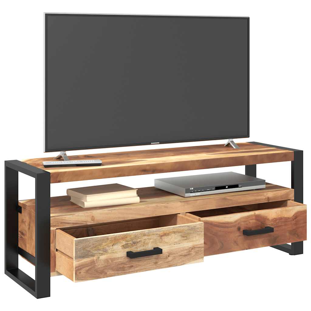 Meuble TV 120x35x45 cm Bois massif avec finition miel