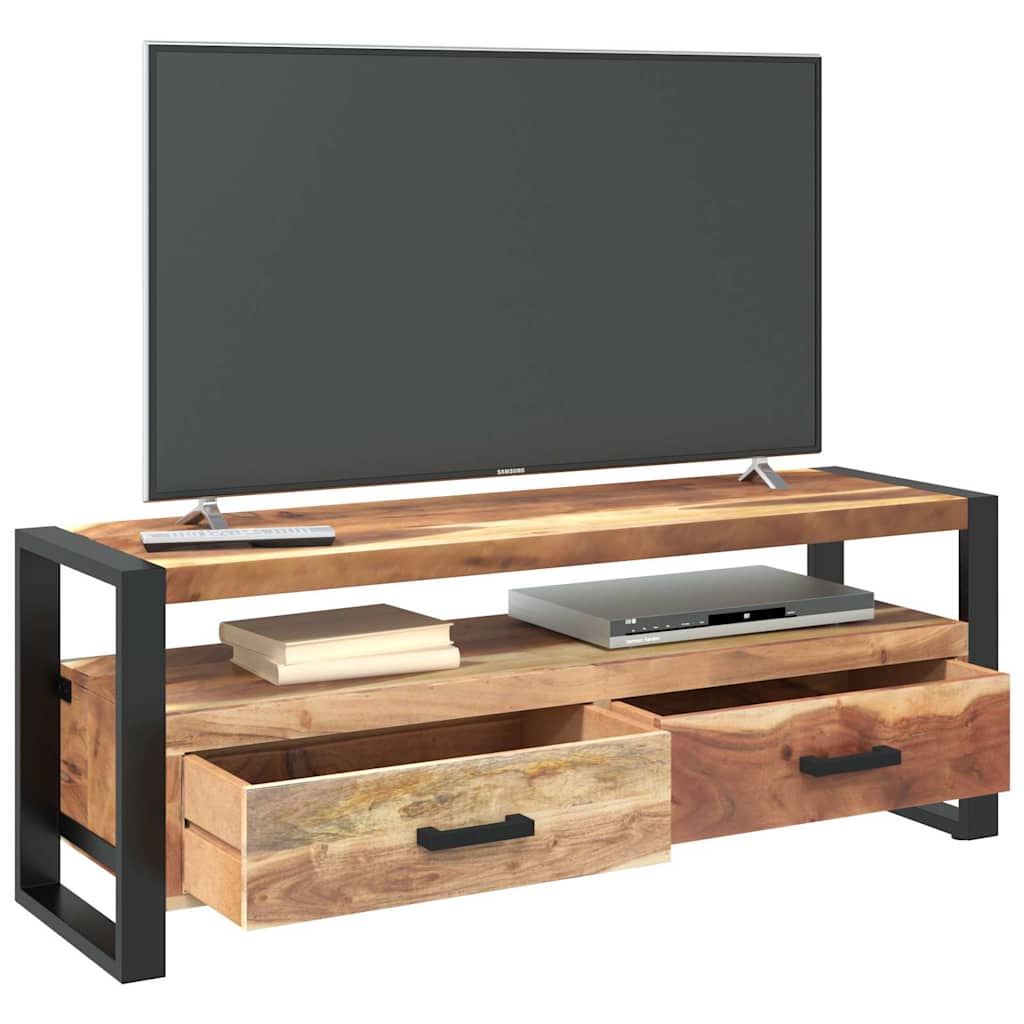 Meuble TV 120x35x45 cm Bois massif avec finition miel
