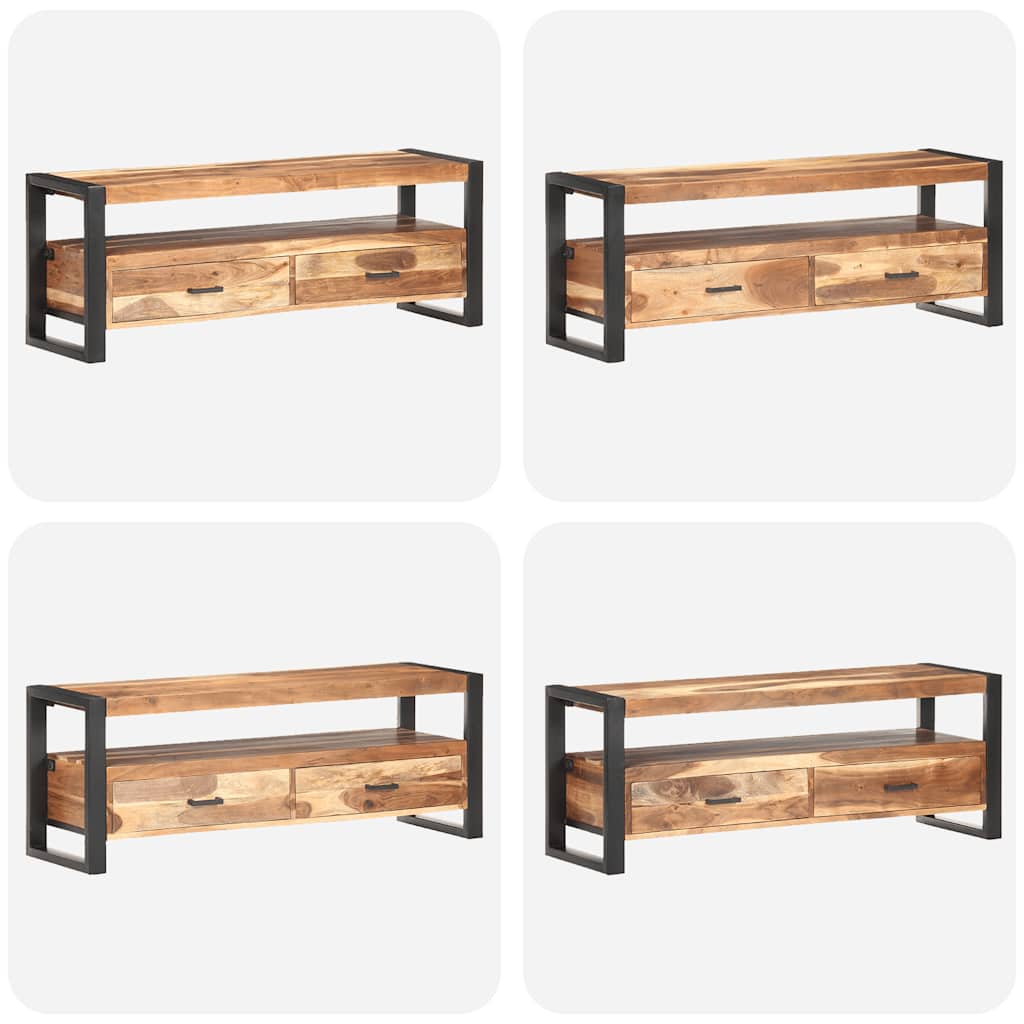 Meuble TV 120x35x45 cm Bois massif avec finition miel