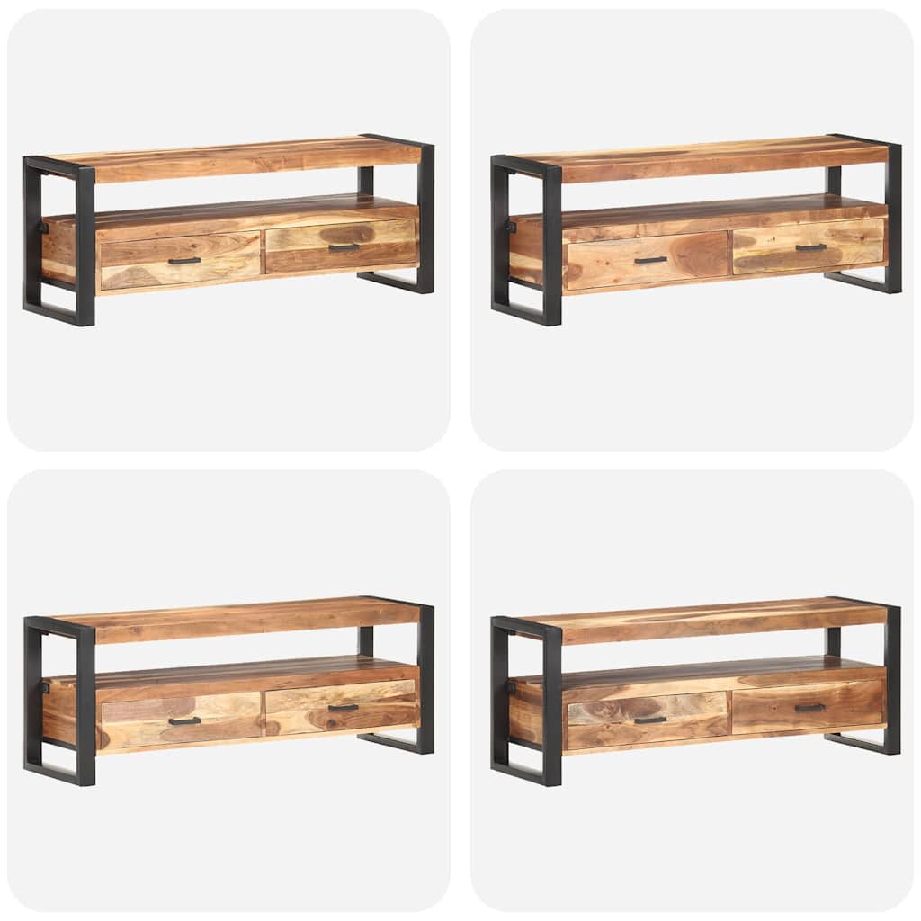 Meuble TV 120x35x45 cm Bois massif avec finition miel