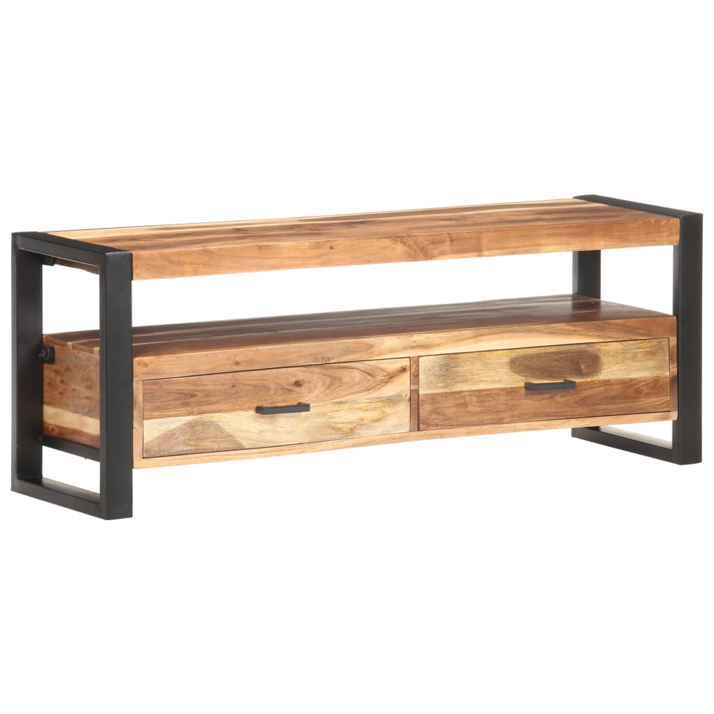 Meuble TV 120x35x45 cm Bois massif avec finition miel - XIOS