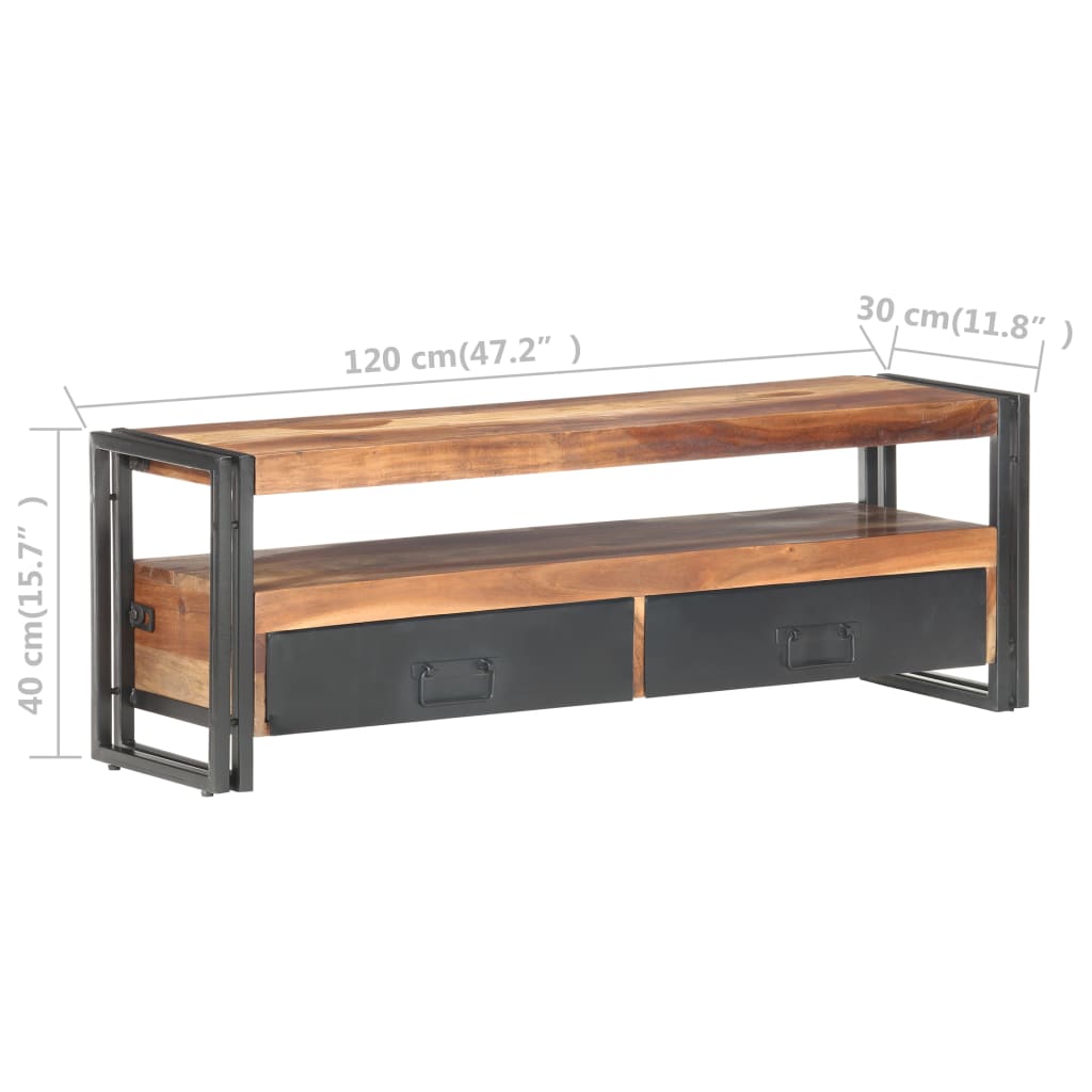Meuble TV 120x30x40 cm Bois solide - XIOS