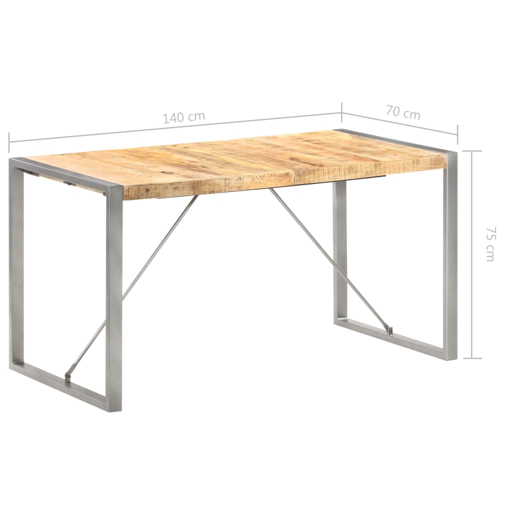 Table à manger 140x70x75 cm bois de manguier massif brut - XIOS