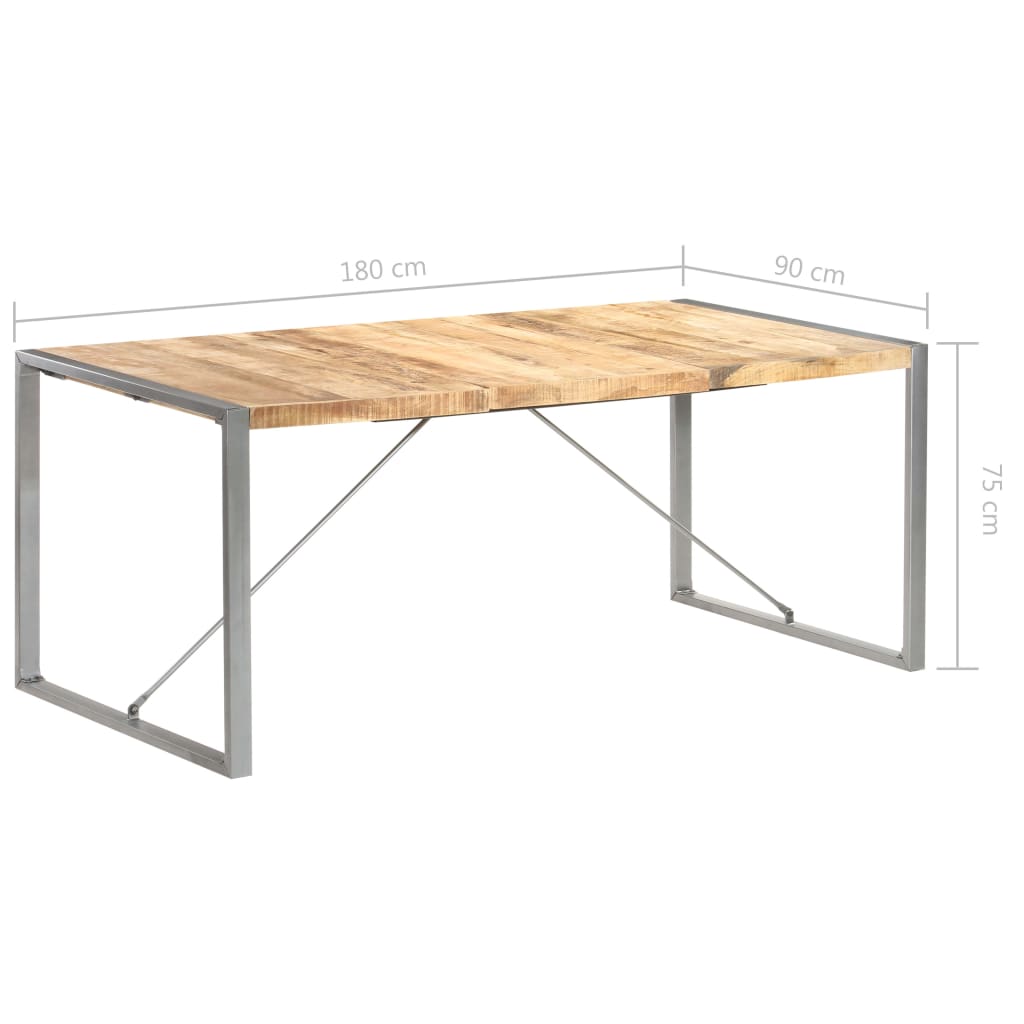 Table à manger 180x90x75 cm bois de manguier massif brut - XIOS