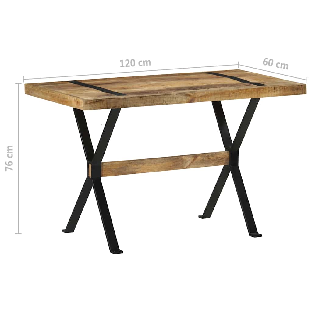 Table à manger 120x60x76 cm bois de manguier brut - XIOS