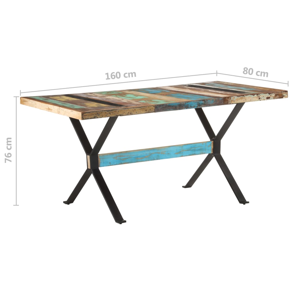 Table de salle à manger 160x80x76cm Bois de récupération massif