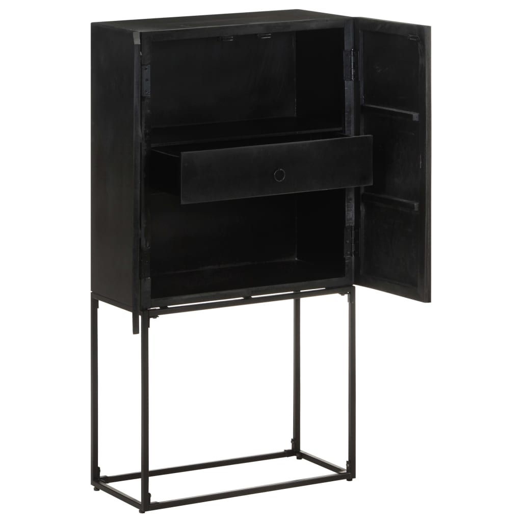 Buffet Noir 60x30x120 cm Bois massif d'acacia et de manguier - XIOS