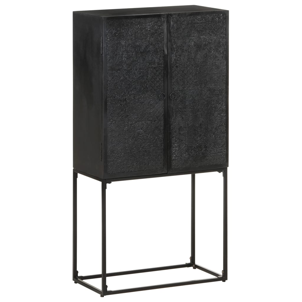 Buffet Noir 60x30x120 cm Bois massif d'acacia et de manguier - XIOS