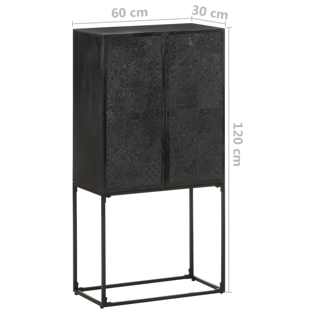 Buffet Noir 60x30x120 cm Bois massif d'acacia et de manguier - XIOS