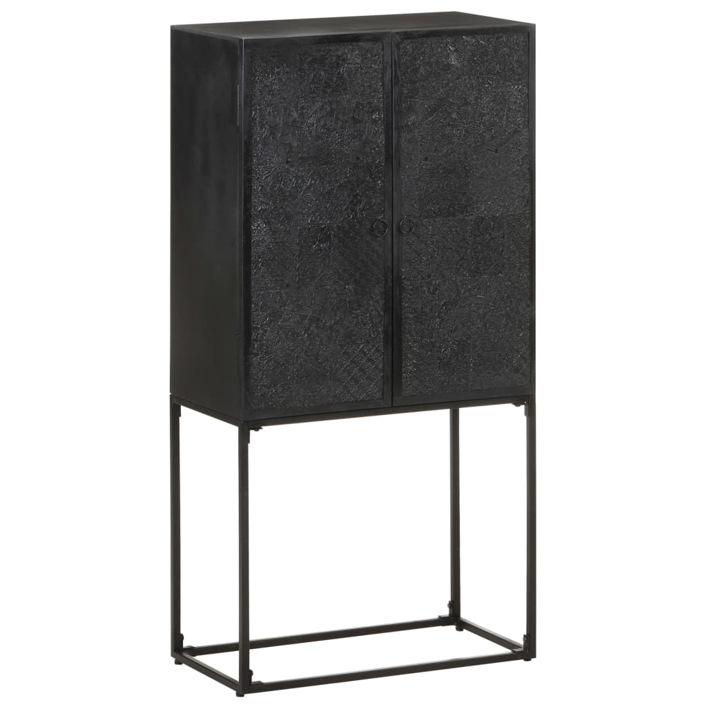 Buffet Noir 60x30x120 cm Bois massif d'acacia et de manguier - XIOS