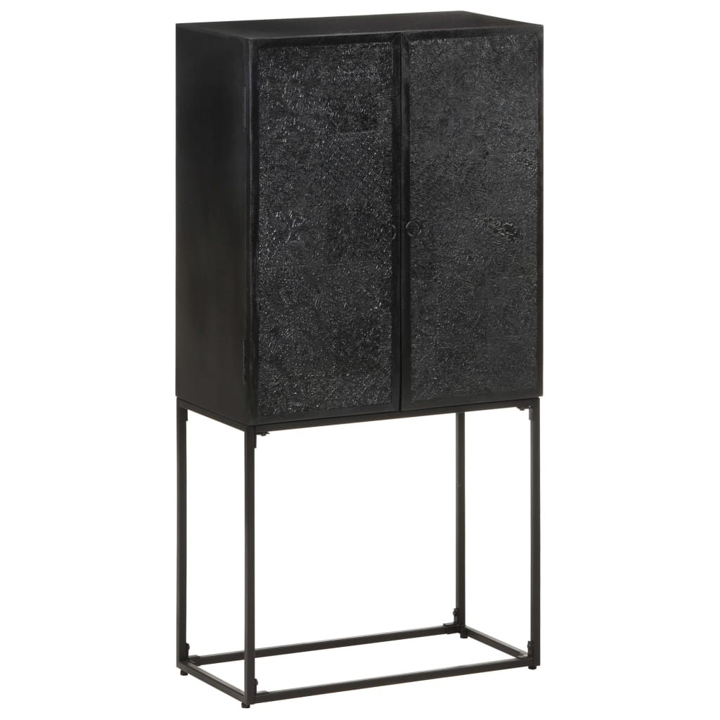 Buffet Noir 60x30x120 cm Bois massif d'acacia et de manguier - XIOS