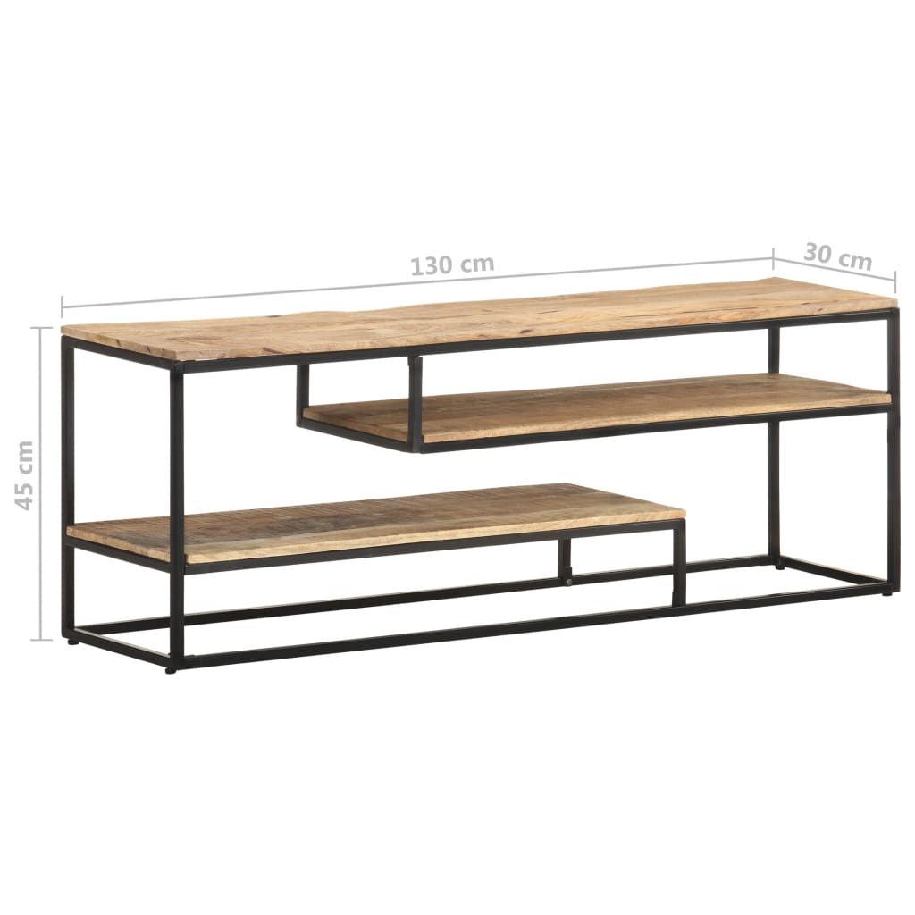 Meuble TV 130x30x45 cm Bois de manguier brut - XIOS