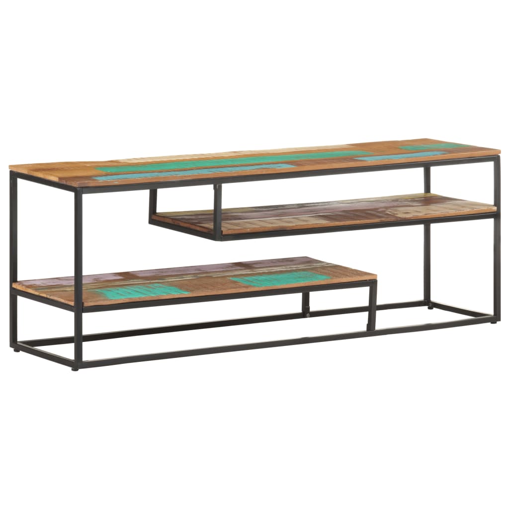 Meuble TV 130x30x45 cm Bois de récupération massif - XIOS