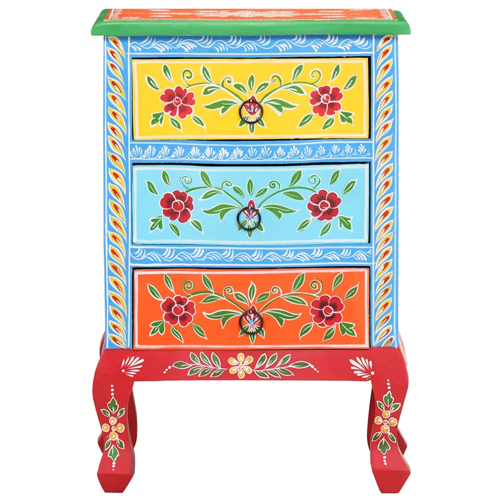 Table de chevet peinte à la main 40x30x60 cm Bois de manguier - XIOS
