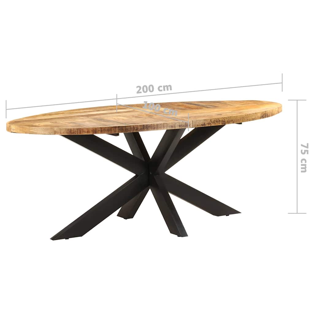 Table à dîner ovale 200x100x75 cm Bois de manguier brut
