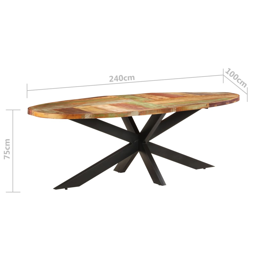 Table à dîner 240x100x75 cm Bois de récupération solide