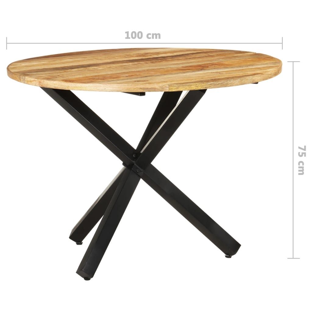 Table à dîner ronde 100x100x75 cm Bois de manguier brut