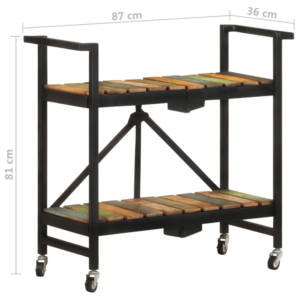 Chariot de cuisine 87x36x81 cm Bois massif de récupération - XIOS