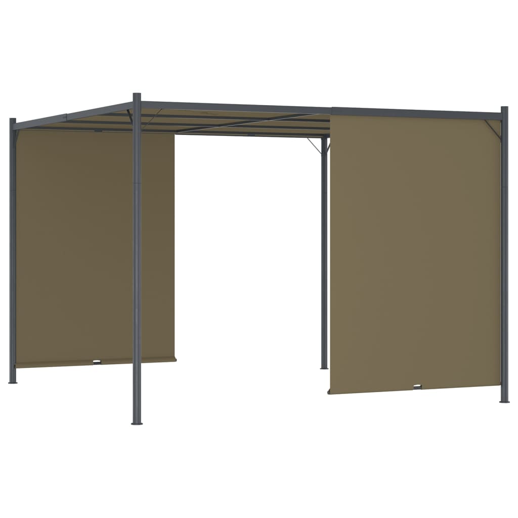 Pergola de jardin avec auvent rétractable 3x3 m Taupe 180 g/m² - XIOS