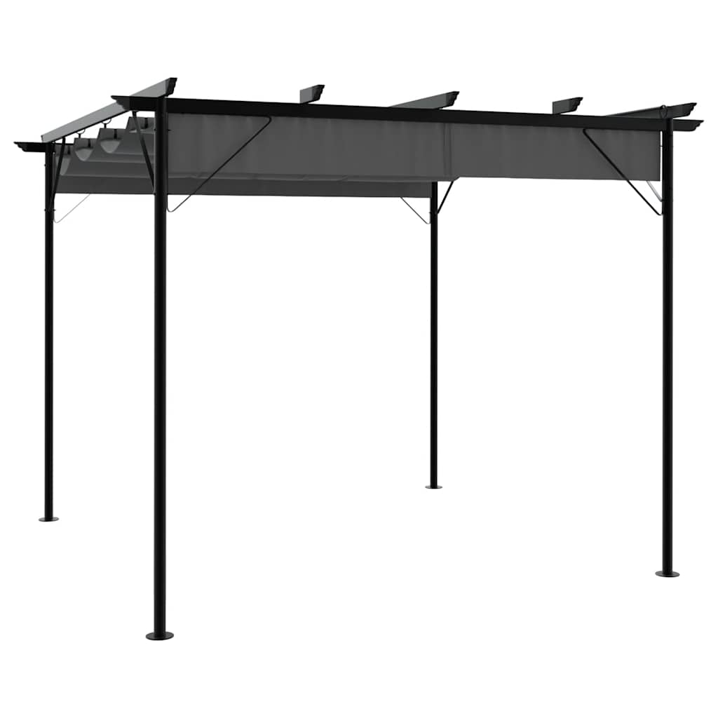 Pergola avec toit rétractable anthracite 3x3 m acier 180 g/m² - XIOS
