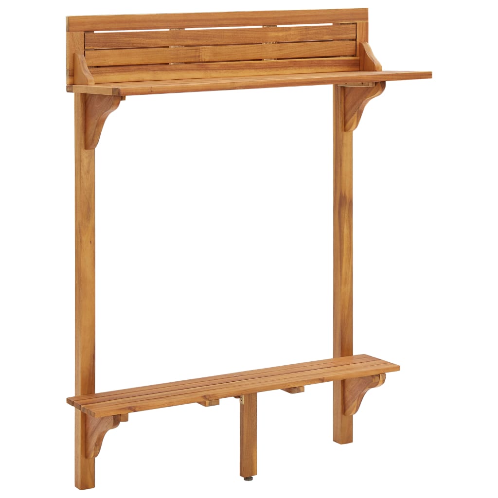 Table de bar de balcon 90x37x122,5 cm Bois d'acacia massif - XIOS