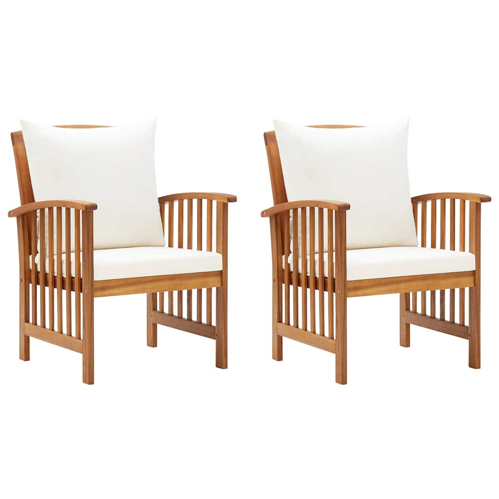 Chaises de jardin avec coussins lot de 2 Bois d'acacia massif