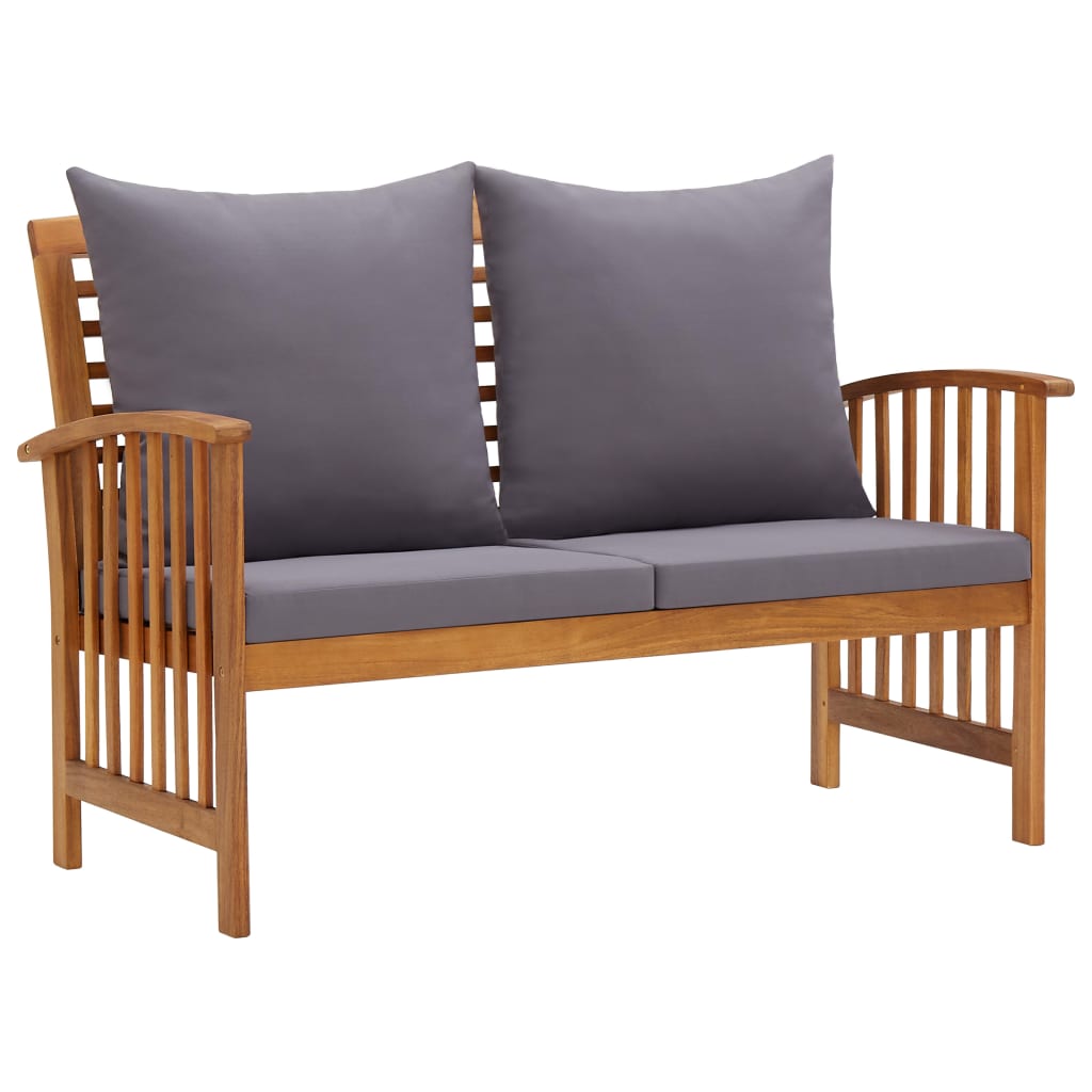 Salon de jardin 2 pcs avec coussins bois d'acacia solide