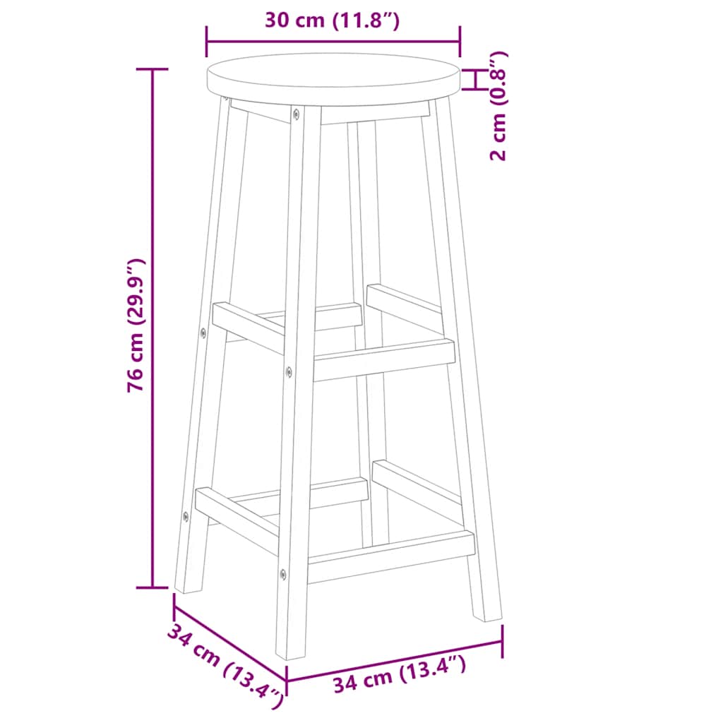 Tabourets de bar lot de 4 bois d'acacia solide - XIOS