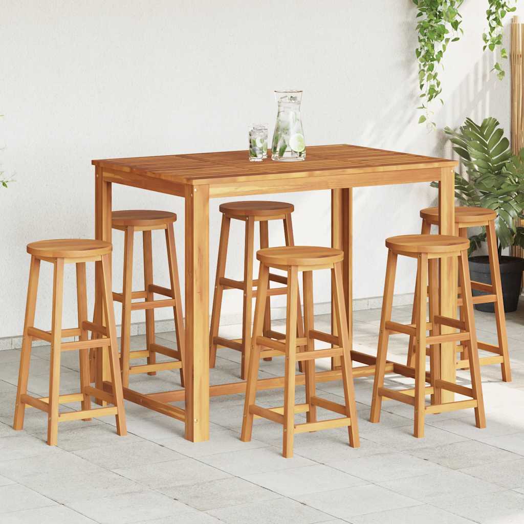Tabourets de bar lot de 6 bois d'acacia solide - XIOS