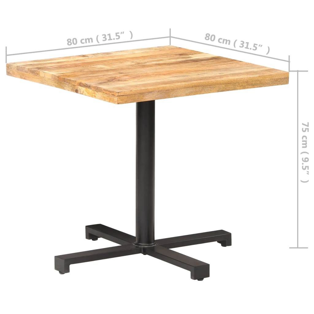 Table de bistro Carrée 80x80x75 cm Bois de manguier brut - XIOS