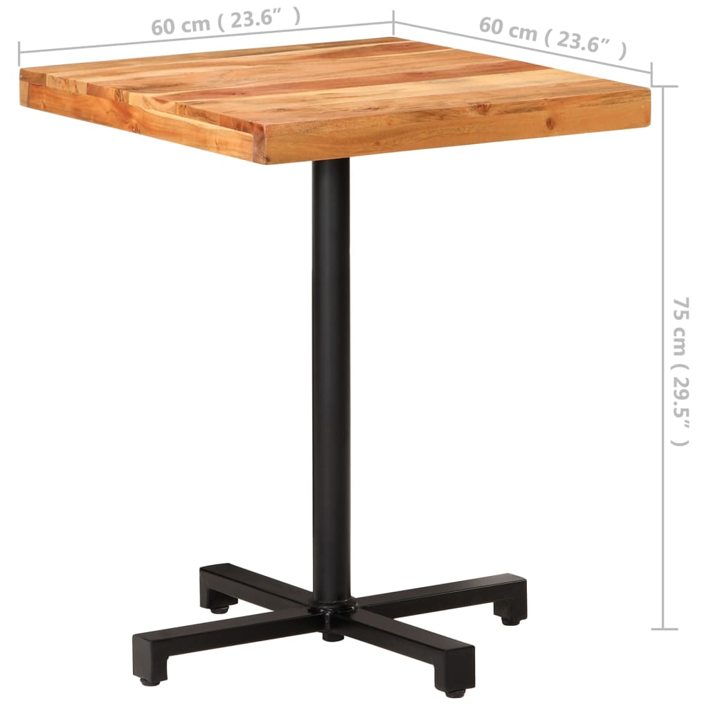 Table de bistro Carrée 60x60x75 cm Bois d'acacia massif - XIOS