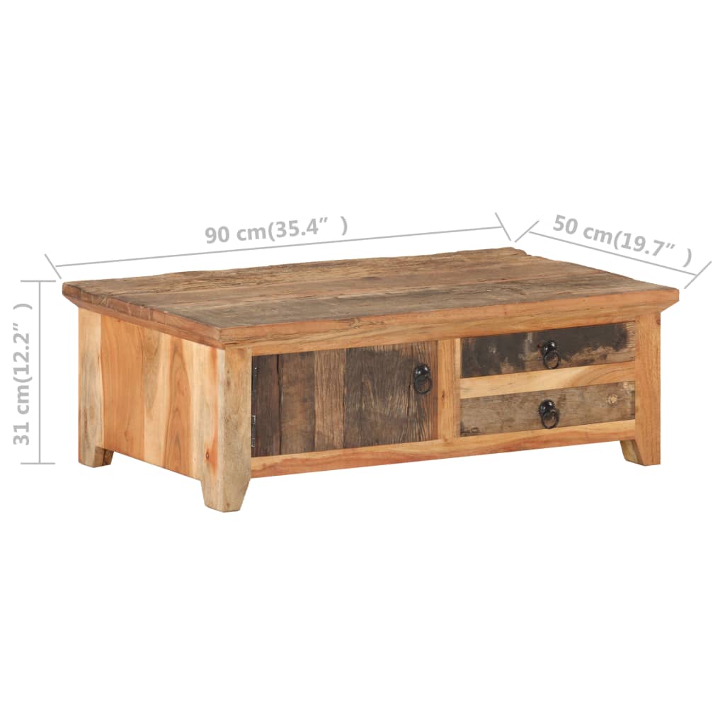 Table basse 90x50x31 cm Bois de récupération massif - XIOS