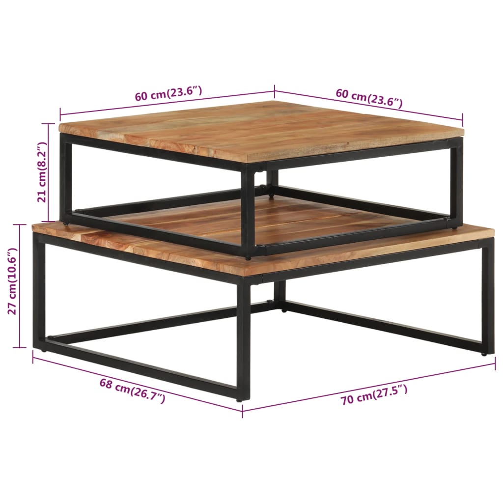 Tables basses gigognes 2 pcs Bois d'acacia massif - XIOS