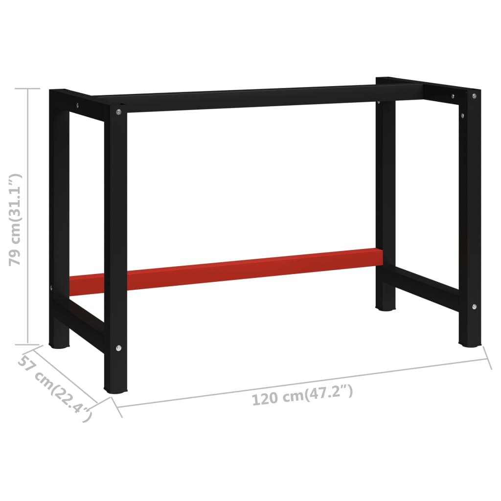 Cadre de banc de travail Métal 120x57x79 cm Noir et rouge - XIOS