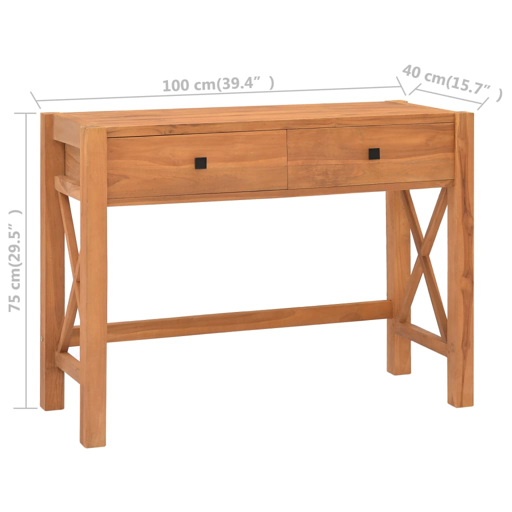 Bureau avec 2 tiroirs 100x40x75 cm Bois de teck - XIOS