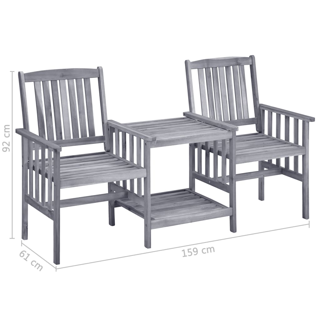 Chaises de jardin avec table à thé 159x61x92 cm bois d'acacia