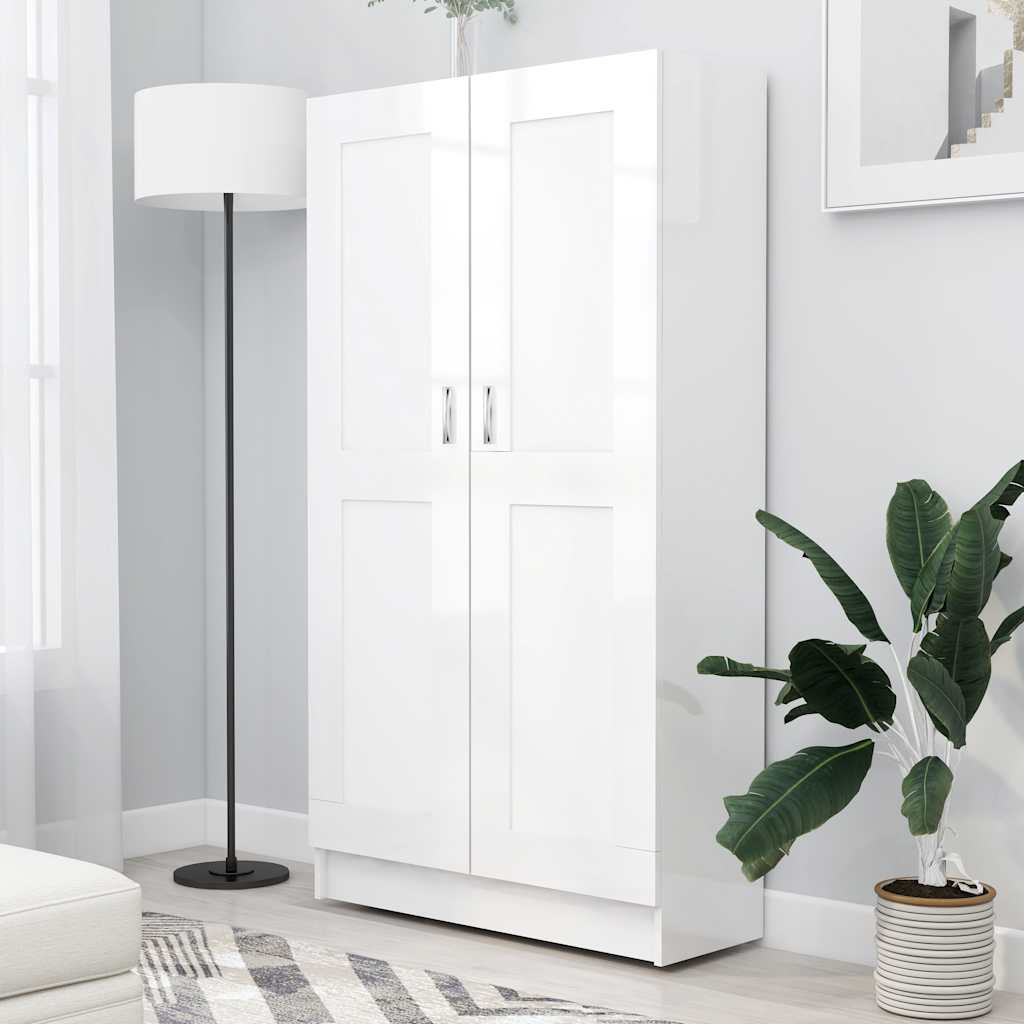 Bibliothèque Blanc brillant 82,5x30,5x150 cm Bois d’ingénierie - XIOS