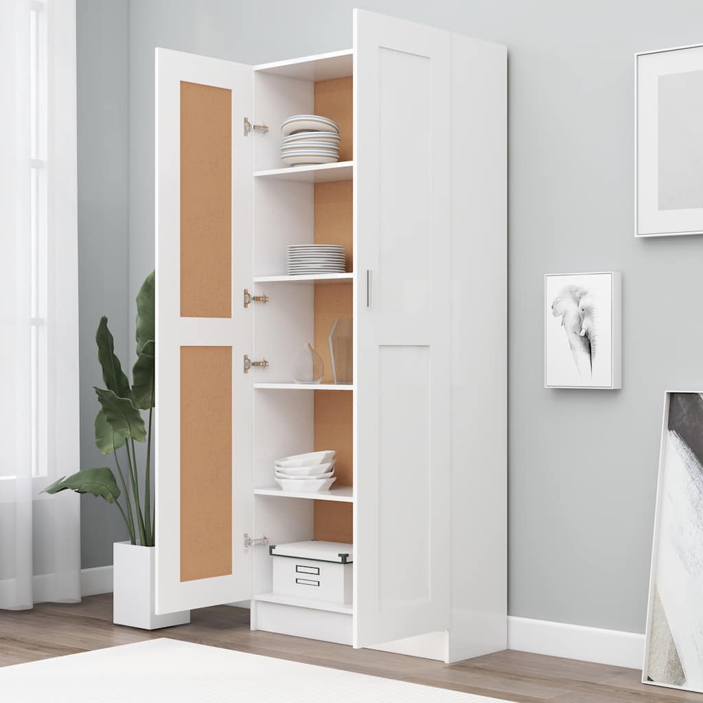Bibliothèque Blanc 82,5x30,5x185,5 cm Bois d'ingénierie - XIOS