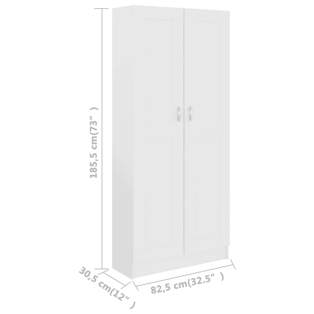 Bibliothèque Blanc 82,5x30,5x185,5 cm Bois d'ingénierie - XIOS