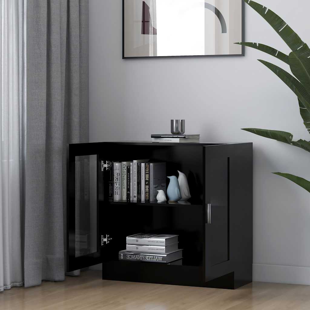 Armoire à vitrine noir 82,5x30,5x80 cm Bois d'ingénierie - XIOS
