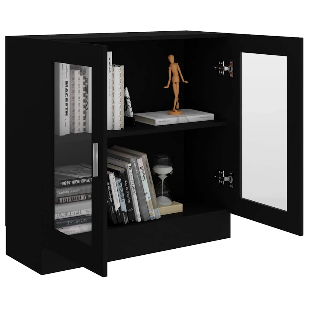 Armoire à vitrine noir 82,5x30,5x80 cm Bois d'ingénierie - XIOS