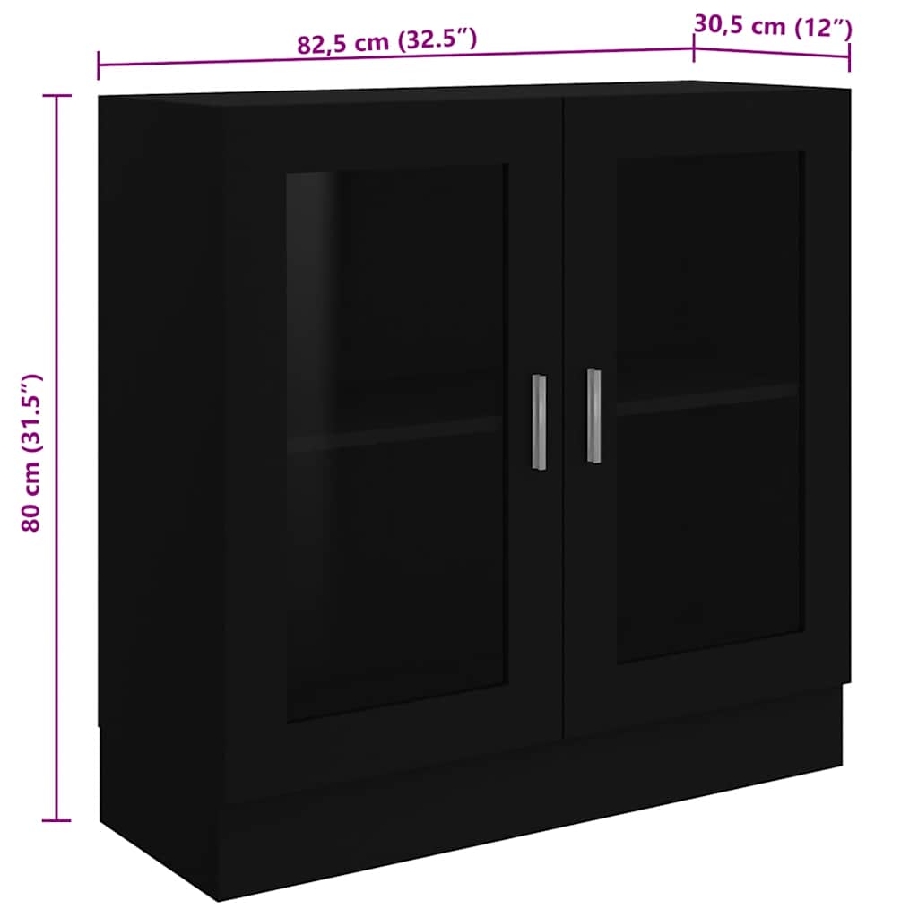 Armoire à vitrine noir 82,5x30,5x80 cm Bois d'ingénierie - XIOS