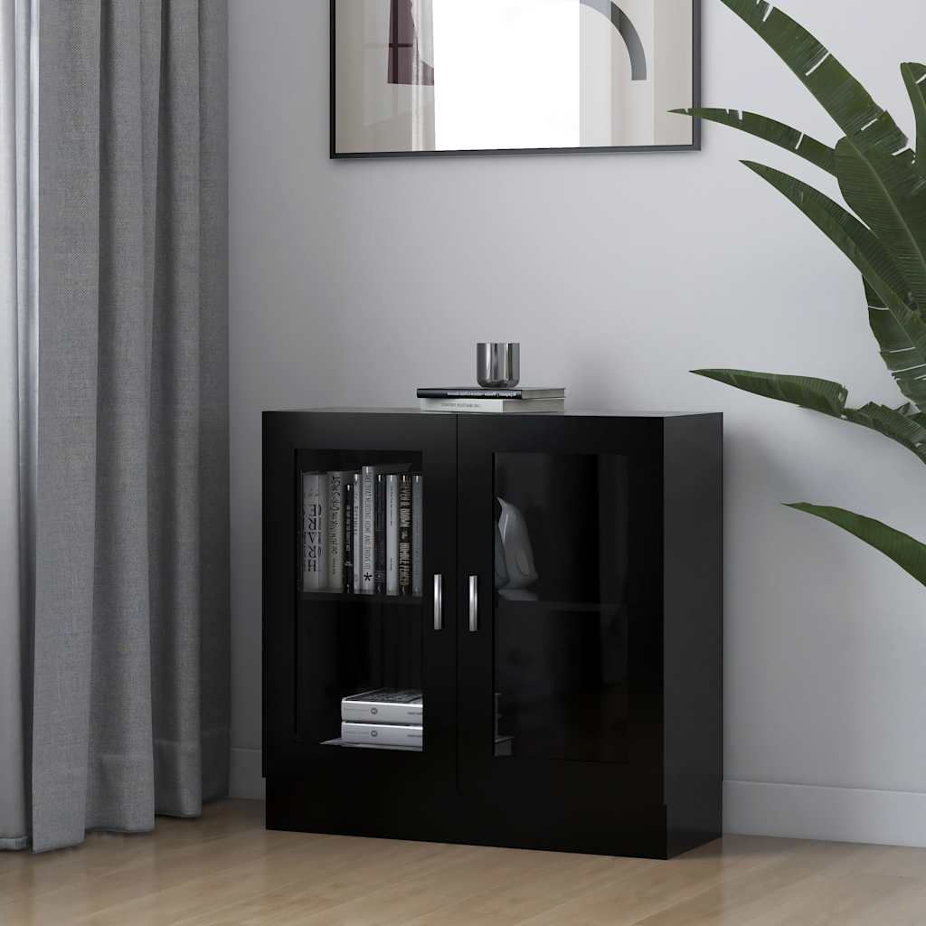 Armoire à vitrine noir 82,5x30,5x80 cm Bois d'ingénierie - XIOS