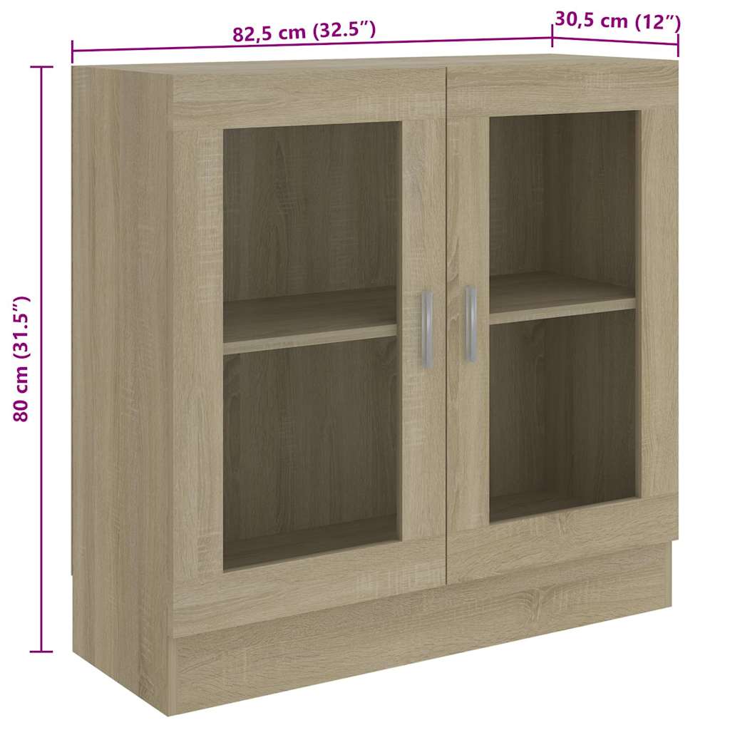 Armoire à vitrine Chêne sonoma 82,5x30,5x80cm Bois d'ingénierie - XIOS
